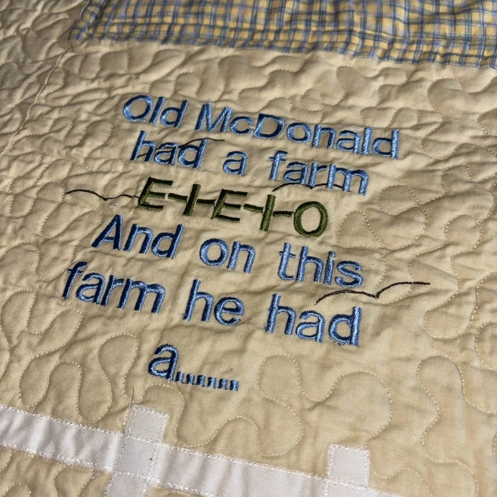 Handmade Crib Quilt Baby Blanket Patchwork‎ Old McDonald Farm Animals Unisex